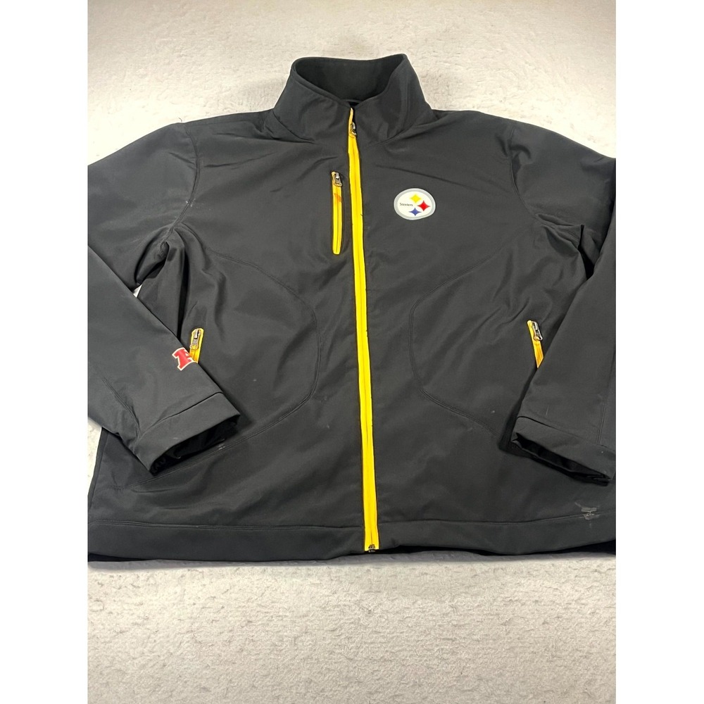 Pittsburgh Steelers NFL Soft Shell Jacket Mens Large Black Yellow Full Zip G-III